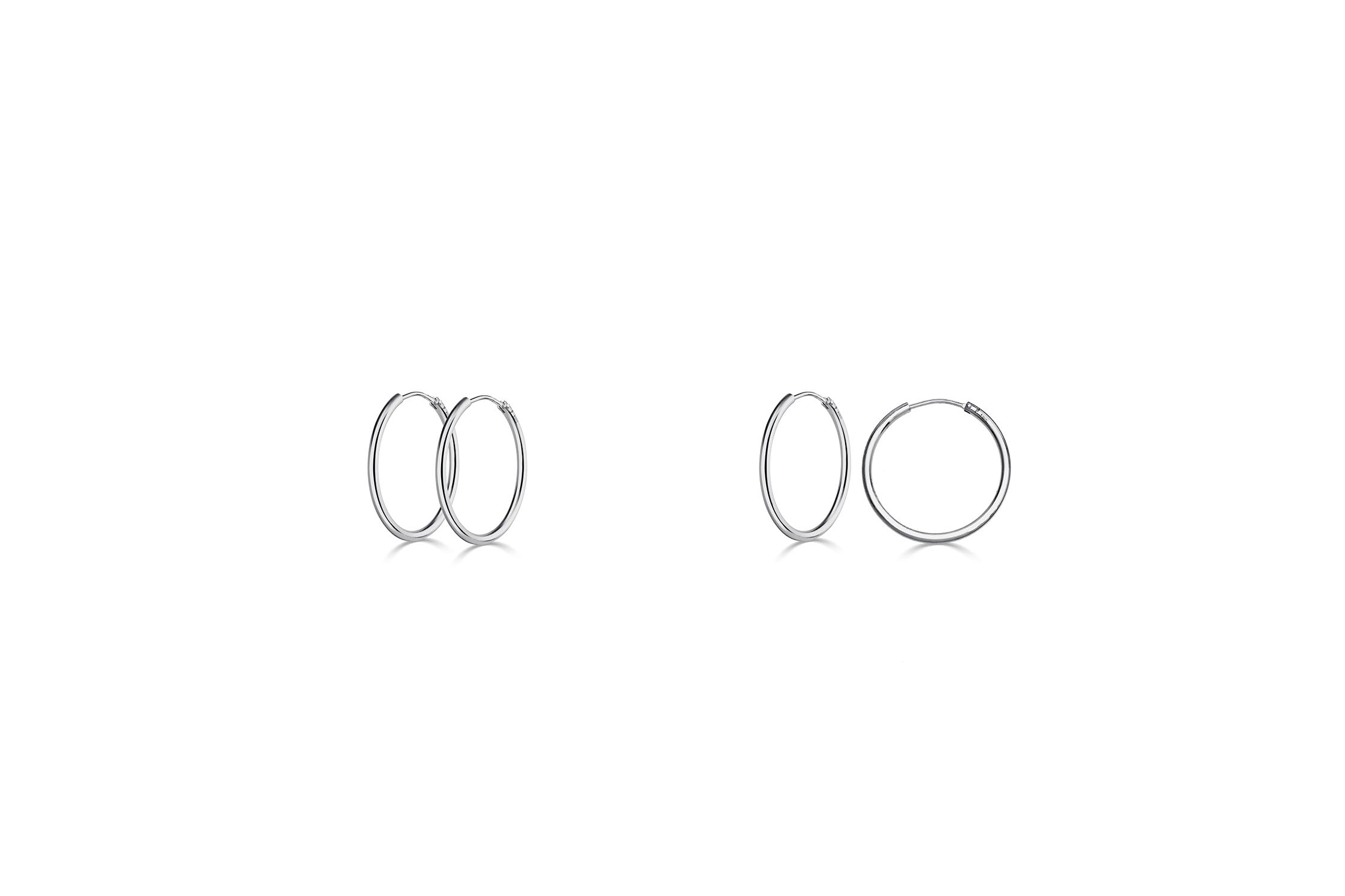 NKlaus 1 paire en argent 925 sterling rhodié Largeur NKlaus 1 paire en argent 925 sterling rhodié Largeur